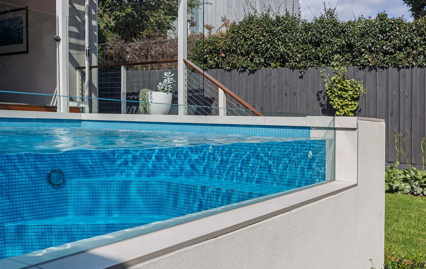 Stylish plunge pool in Melbourne featuring elegant tiling and tranquil atmosphere